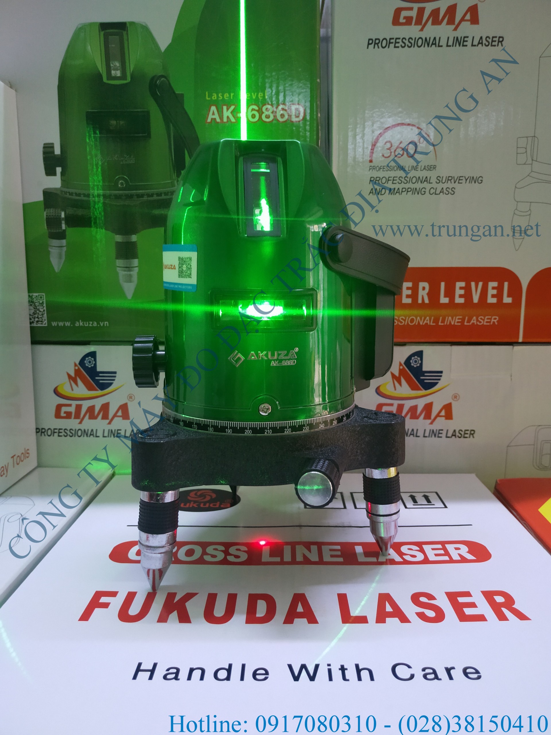 Máy cân bằng tia laser 5 tia xanh Akuza AK-686D